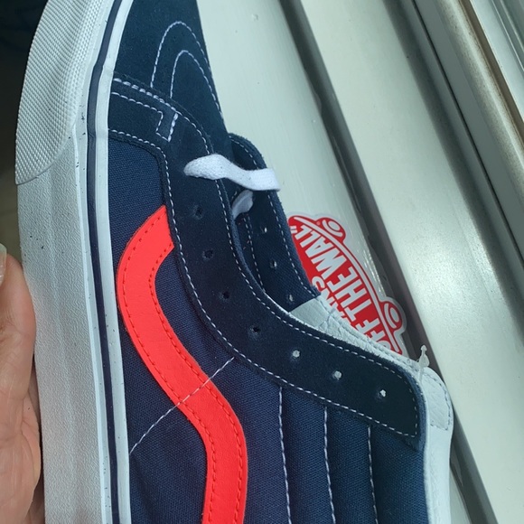 Vans Men's Sk8-Hi Reissue Neon Leather Dress Blue - Picture 6 of 8